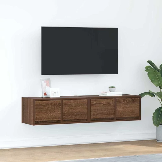 2 db barna tölgy színű szerelt fa TV-szekrény 60x31x25,5 cm