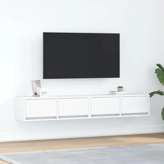 2 db fehér szerelt fa TV-szekrény 80x31x25,5 cm