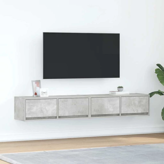 2 db betonszürke szerelt fa TV-szekrény 80x31x25,5 cm