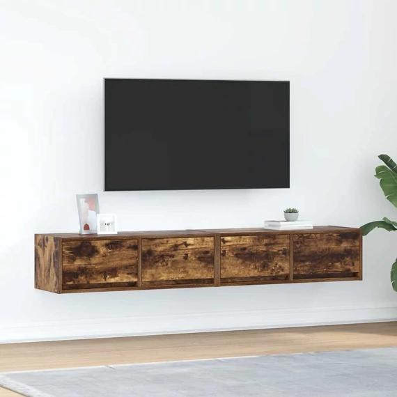 2 db füstös tölgy színű szerelt fa TV-szekrény 80x31x25,5 cm