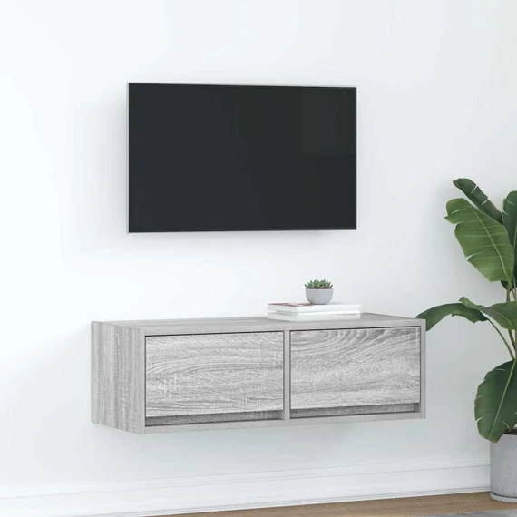 Szürke sonoma színű szerelt fa TV-szekrény 80x31x25,5 cm