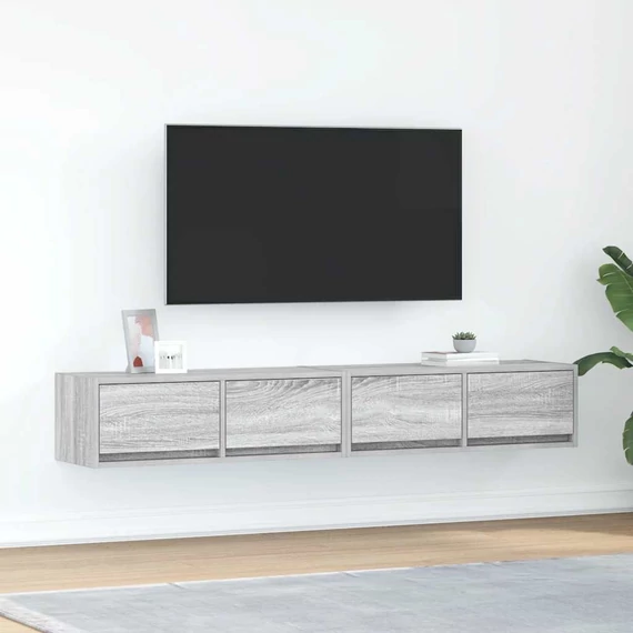 2 db szürke sonoma szerelt fa fali TV-szekrény 80x31x25,5 cm