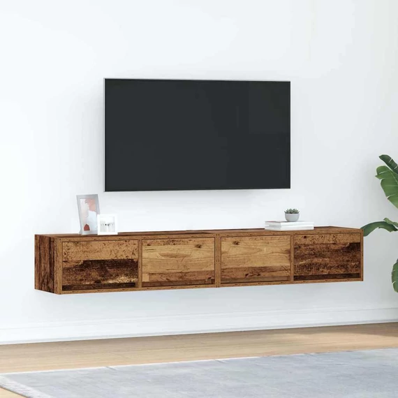 2 db antik fa szerelt fa fali TV-szekrény 80x31x25,5 cm