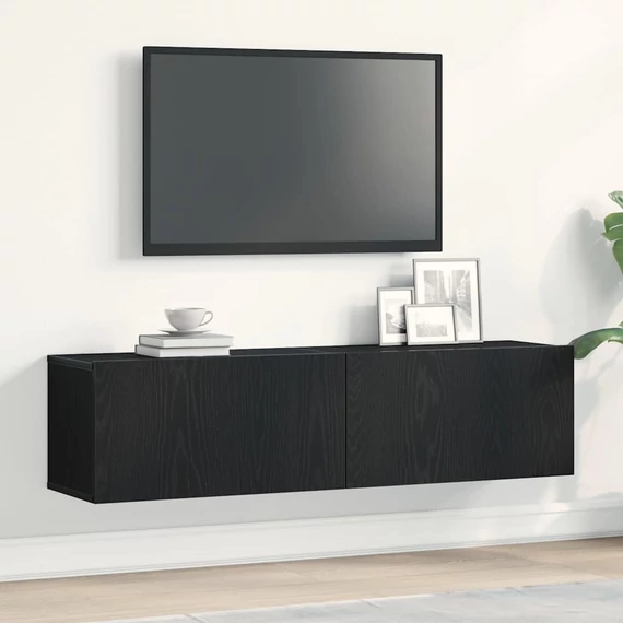 Fekete tölgy színű szerelt fa TV-szekrény 120x30x30,5 cm
