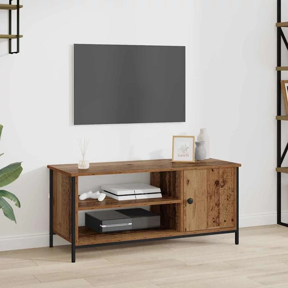 TV szekrény polcokkal tárolóval ajtóval Régi fa 100 x 40 x 45 cm Faanyag