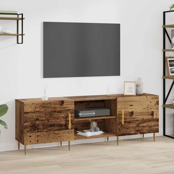 TV szekrény polcokkal tárolóval ajtóval Régi fa 150 x 30 x 50 cm Faanyag