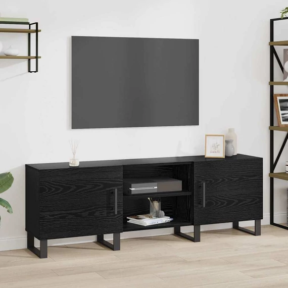 TV szekrény polcokkal tárolóval ajtóval 150 x 30 x 50 cm Faanyag