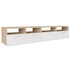 Kép 2/6 - 2 db tölgyfa színű/fehér faforgácslap TV szekrény 95x35x36 cm
