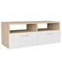 Kép 3/6 - 2 db tölgyfa színű/fehér faforgácslap TV szekrény 95x35x36 cm