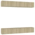 Kép 2/8 - 4 db sonoma tölgy színű szerelt fa TV-szekrény 100 x 30 x 30 cm