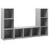 Kép 2/8 - 3 db betonszürke szerelt fa TV-szekrény 107 x 35 x 37 cm