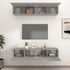 Kép 3/11 - 4 db betonszürke szerelt fa fali TV-szekrény 80 x 30 x 30 cm