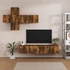 Kép 1/10 - 7 részes füstös tölgy színű szerelt fa TV-szekrényszett