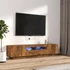 Kép 1/11 - 2 részes füstös tölgy színű fa TV-szekrény szett LED-lámpákkal