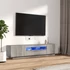 Kép 1/11 - 2 részes szürke sonoma színű fa TV-szekrény szett LED-lámpákkal