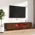 Kép 3/11 - 2 részes barna tölgy színű fa TV-szekrény szett LED-lámpákkal