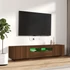 Kép 4/11 - 2 részes barna tölgy színű fa TV-szekrény szett LED-lámpákkal