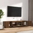 Kép 6/11 - 2 részes barna tölgy színű fa TV-szekrény szett LED-lámpákkal