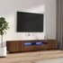 Kép 1/11 - 2 részes barna tölgy színű fa TV-szekrény szett LED-lámpákkal