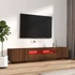 Kép 3/11 - 2 részes barna tölgy színű fa TV-szekrény szett LED-lámpákkal