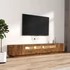 Kép 5/11 - 3 részes füstös tölgy színű fa TV-szekrény szett LED-lámpákkal