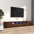 Kép 1/11 - 3 részes barna tölgy színű fa TV-szekrény szett LED-lámpákkal