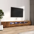 Kép 1/11 - 3 részes füstös tölgy színű fa TV-szekrény szett LED-lámpákkal