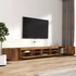 Kép 6/11 - 3 részes füstös tölgy színű fa TV-szekrény szett LED-lámpákkal