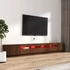 Kép 3/11 - 3 részes barna tölgy színű fa TV-szekrény szett LED-lámpákkal