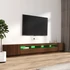 Kép 4/11 - 3 részes barna tölgy színű fa TV-szekrény szett LED-lámpákkal