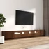 Kép 5/11 - 3 részes barna tölgy színű fa TV-szekrény szett LED-lámpákkal