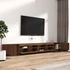 Kép 6/11 - 3 részes barna tölgy színű fa TV-szekrény szett LED-lámpákkal