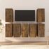 Kép 1/7 - 7 db füstös tölgyszínű szerelt fa TV-szekrény 30,5 x 30 x 60 cm
