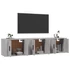 Kép 3/9 - 3 db szürke sonoma falra szerelhető TV-szekrény 57x34,5x40 cm