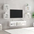 Kép 3/11 - 7 darab fehér szerelt fa fali TV-bútor LED-del