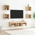 Kép 3/11 - 7 darab füstös tölgy színű szerelt fa TV-bútor LED-del