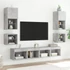 Kép 3/11 - 8 darab betonszürke szerelt fa fali TV-bútor LED-del