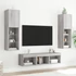Kép 3/11 - 5 darab szürke sonoma színű szerelt fa fali TV-bútor LED-del