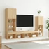 Kép 4/11 - 4 darab füstös tölgy színű szerelt fa TV-bútor LED-del