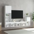 Kép 4/11 - 4 darab fehér szerelt fa fali TV-bútor LED-del
