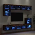 Kép 1/11 - 8 darab füstös tölgy színű szerelt fa TV-bútor LED-del