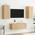 Kép 4/11 - 4 darab füstös tölgy színű szerelt fa TV-bútor LED-del