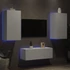 Kép 1/11 - 4 darab fehér szerelt fa fali TV-bútor LED-del