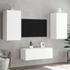 Kép 4/11 - 4 darab fehér szerelt fa fali TV-bútor LED-del