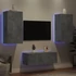 Kép 1/11 - 4 darab betonszürke szerelt fa fali TV-bútor LED-del