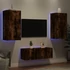 Kép 1/11 - 4 darab füstös tölgy színű szerelt fa TV-bútor LED-del