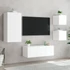 Kép 4/11 - 5 darab fehér szerelt fa fali TV-bútor LED-del