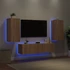 Kép 1/11 - 4 darab füstös tölgy színű szerelt fa TV-bútor LED-del