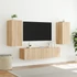 Kép 4/11 - 4 darab füstös tölgy színű szerelt fa TV-bútor LED-del