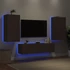 Kép 1/11 - 4 darab barna tölgyszínű szerelt fa TV-bútor LED-del